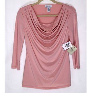 NWT Carmen Marc Valvo Women's Cowl Neck Blush Pink
